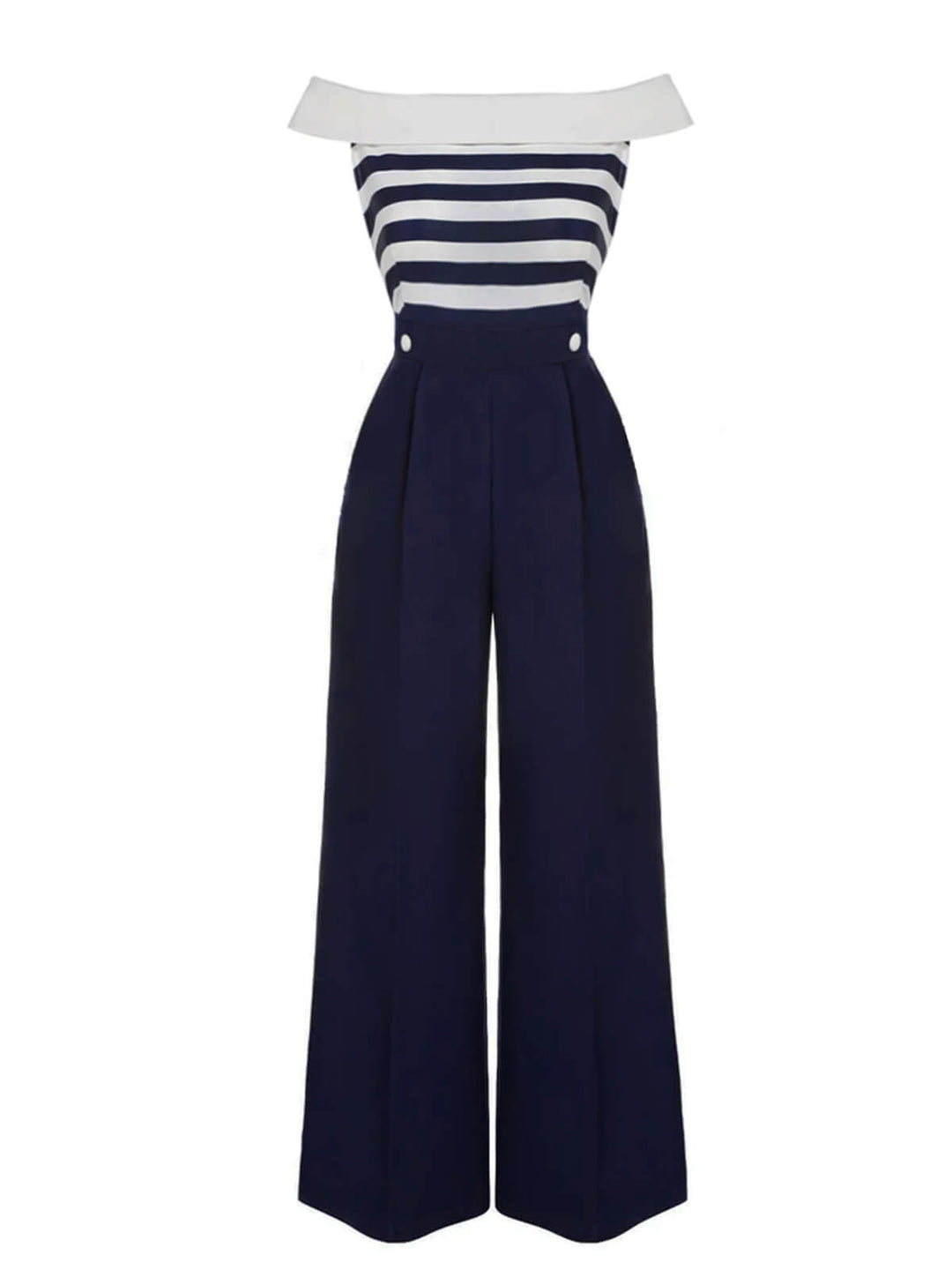 ODILIA | STRIPED OFF-SHOULDER JUMPSUIT