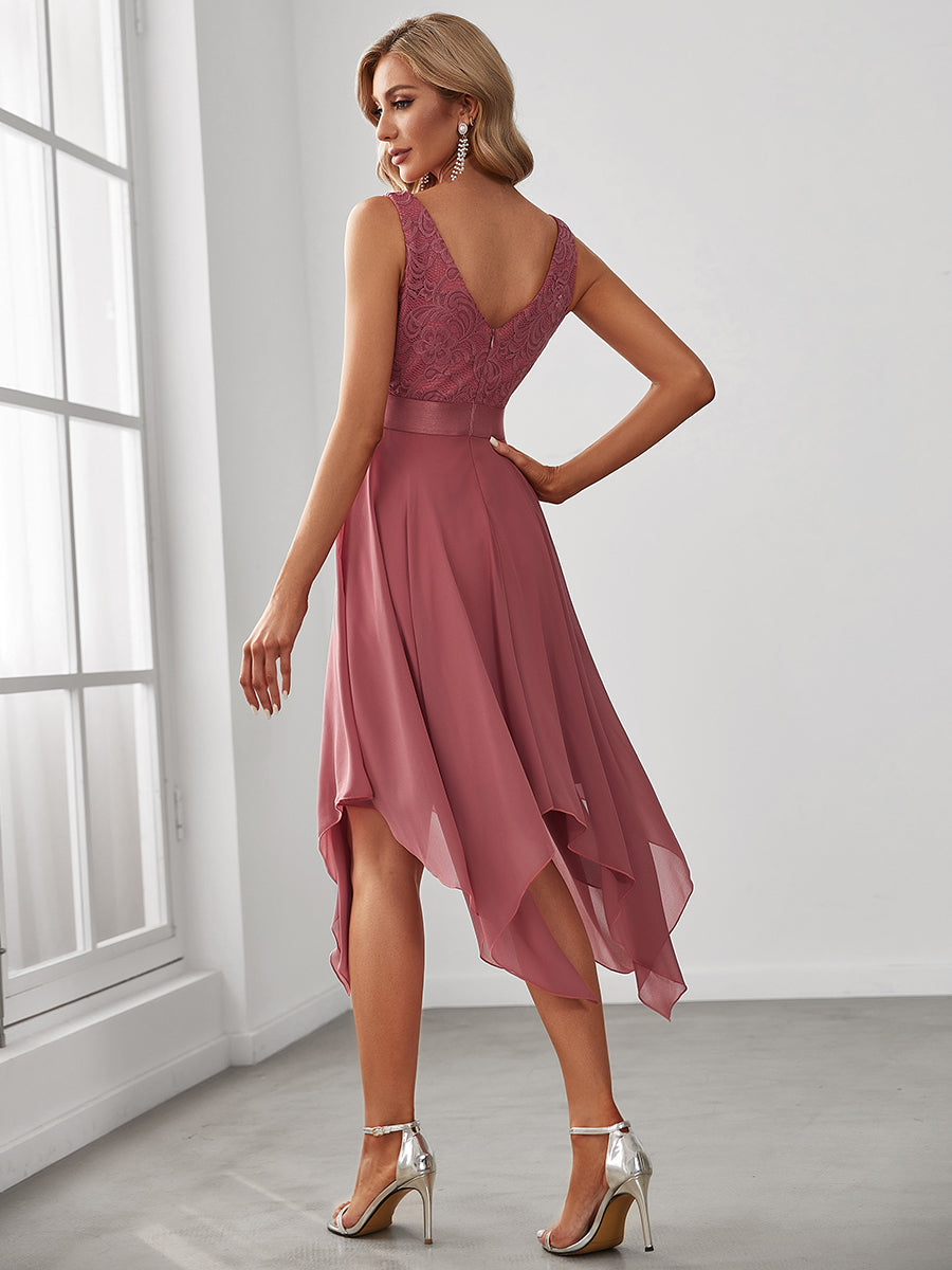 CORA | IRREGULAR LACE CHIFFON V-NECK DRESS