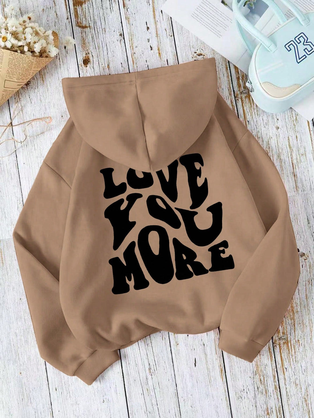 WARM KANGAROO POCKET HOODIE "LOVE YOU MORE"